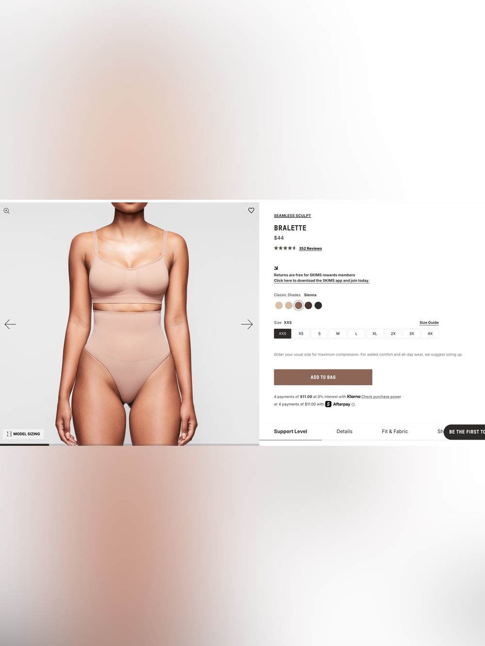 SKIMS Seamless Bralette in Sienna Nude